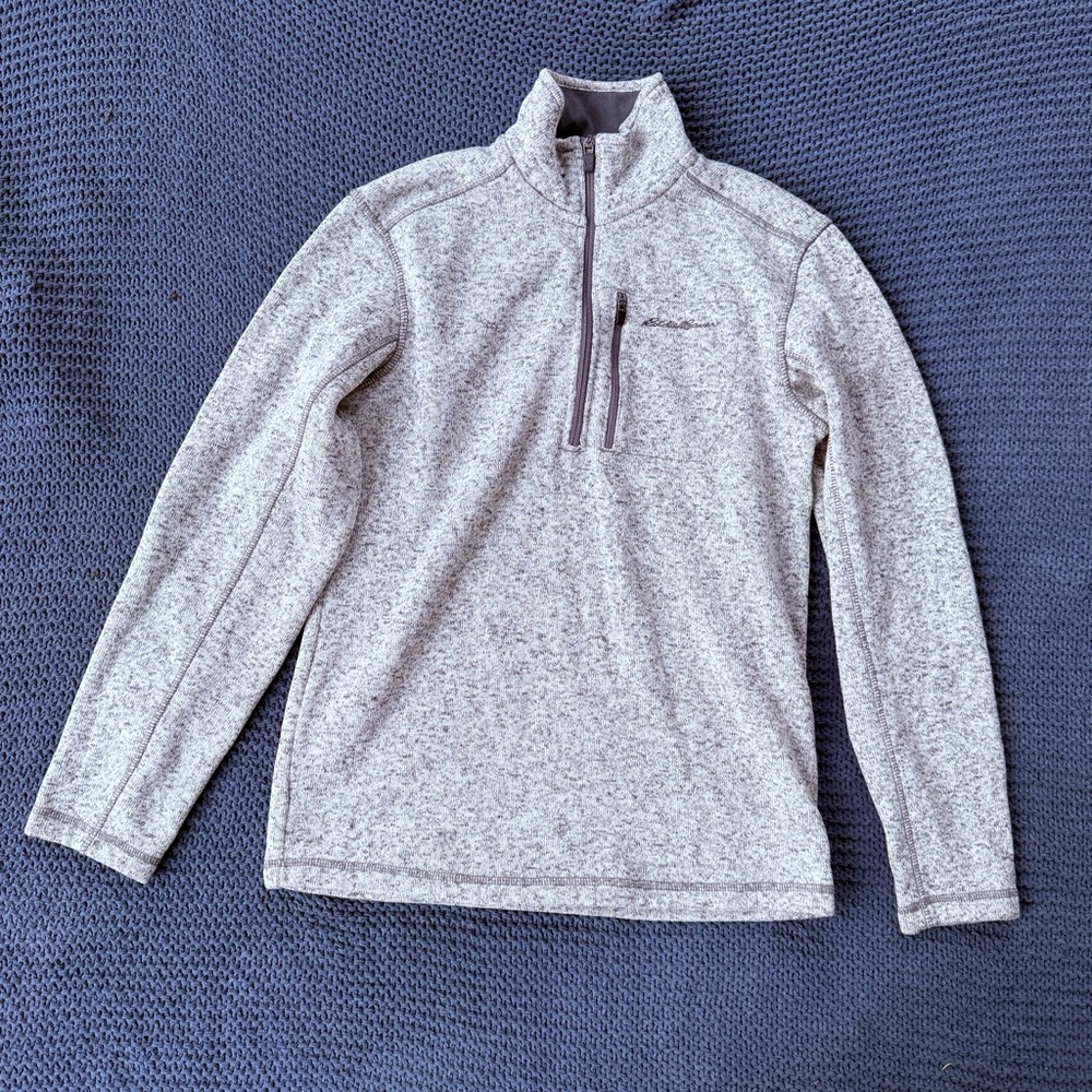 Eddie Bauer Radiator 1/4 Zip Fleece Sweater Gray Men's Size S Small Mock Neck